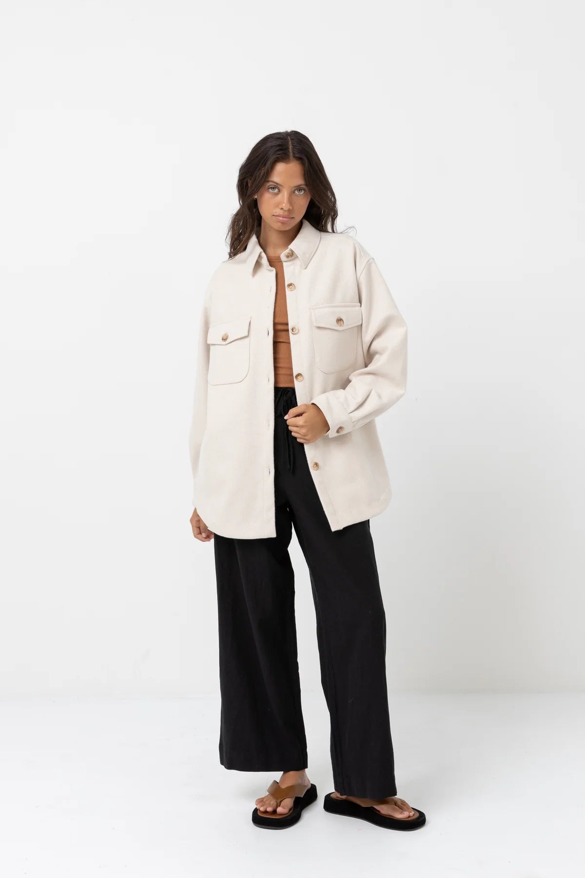 Rhythm Classic Minimal Shacket Oat