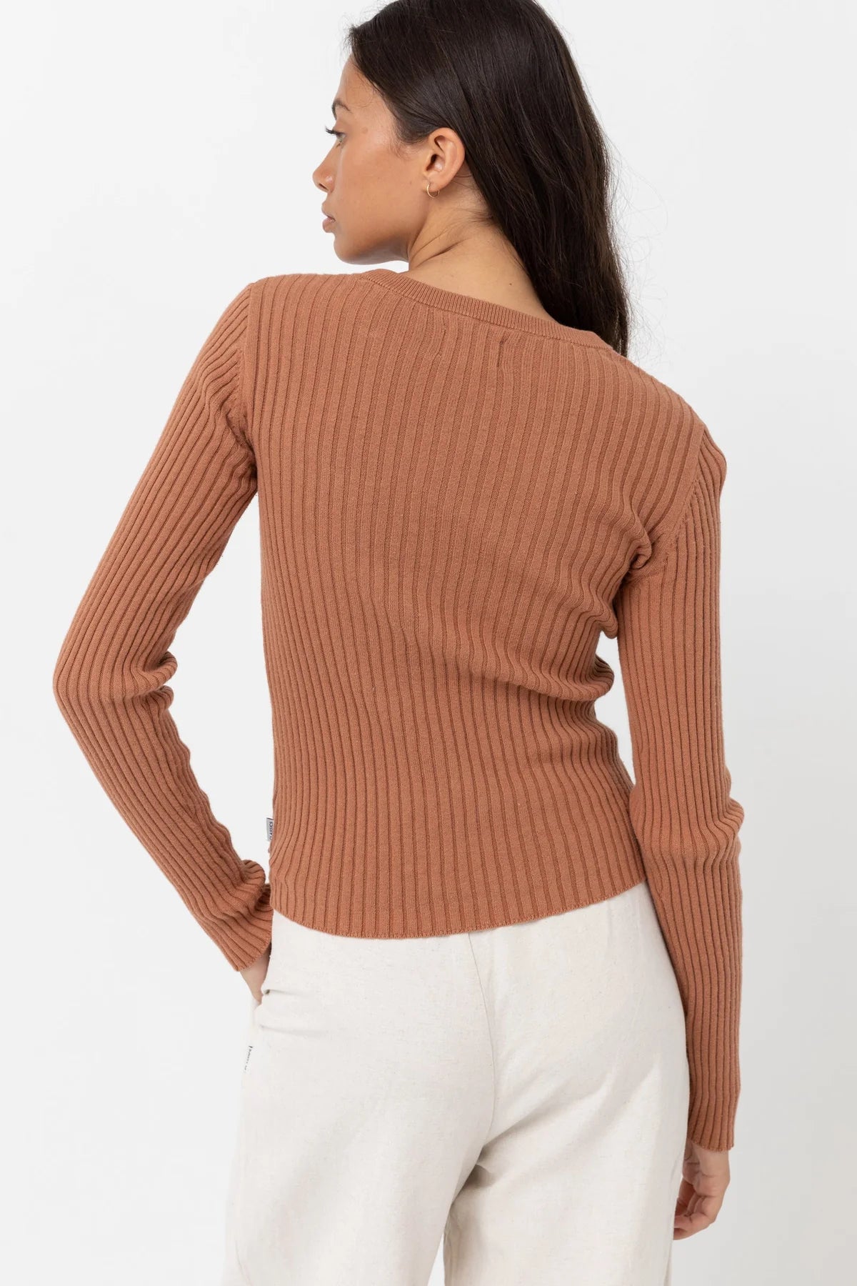 Rhythm Classic Knit Long Sleeve Top Cinnamon