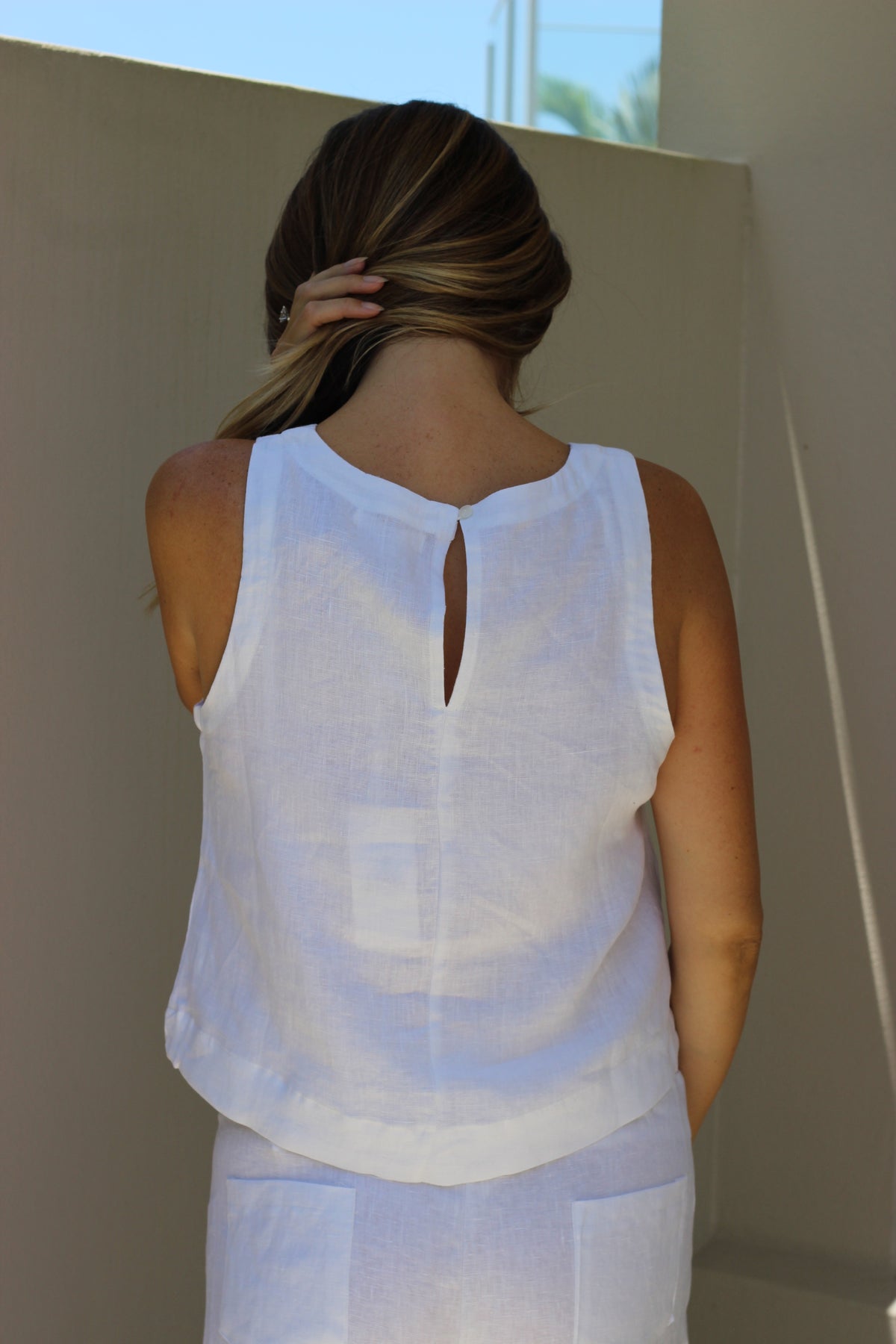 Litte Lies Jude Linen Top White