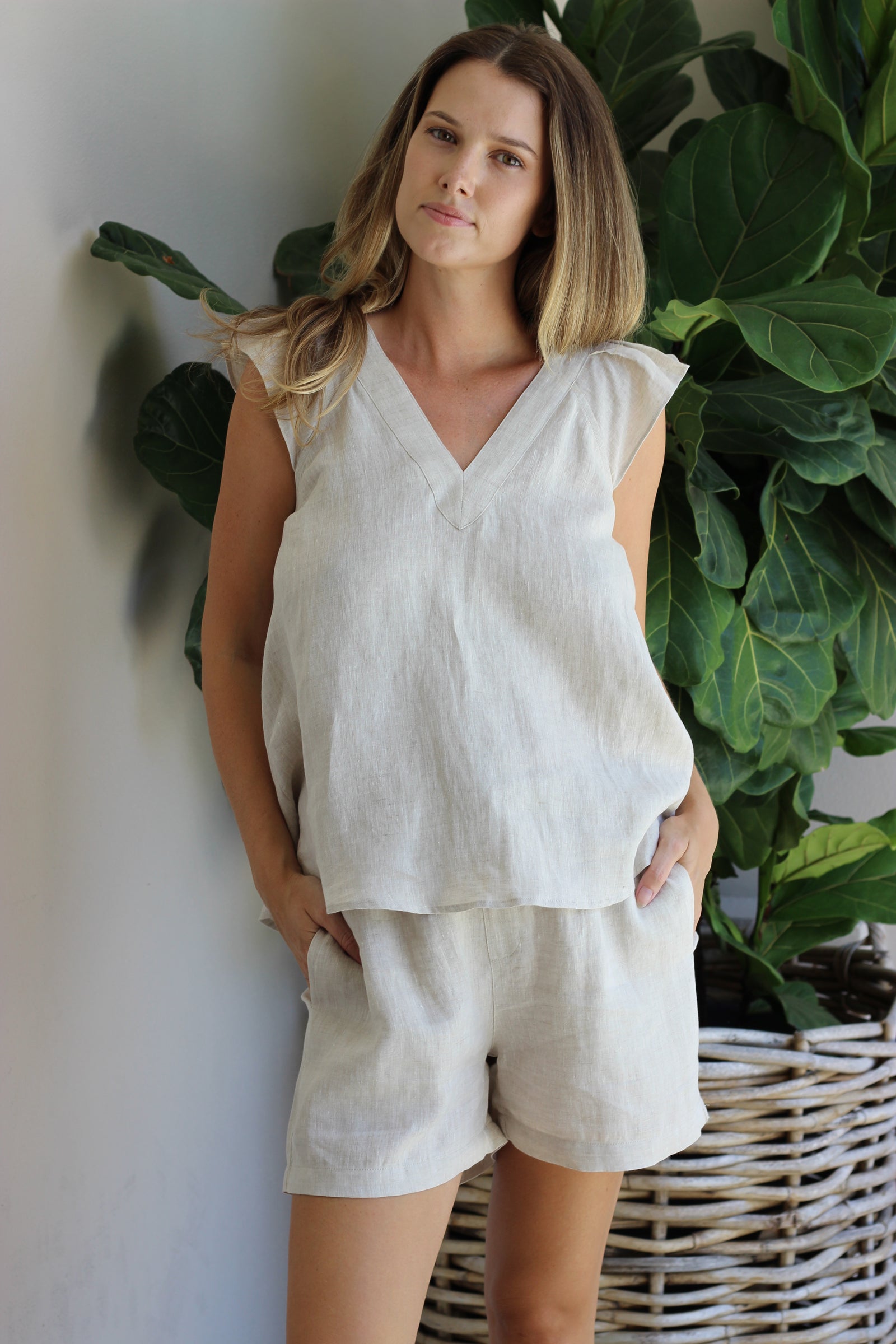 Haven Noosa Relaxed Linen  Shorts Tusk