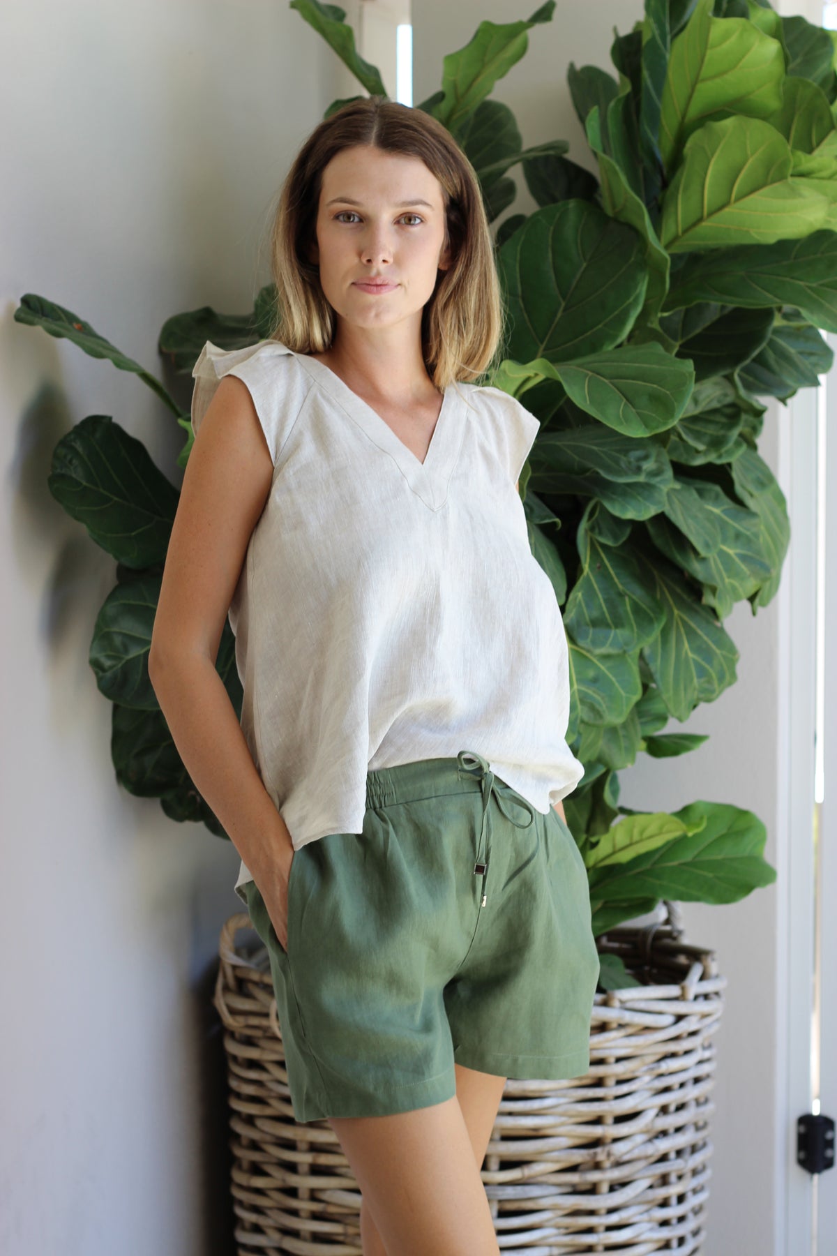 Haven Noosa Relaxed Shorts Dark Fern