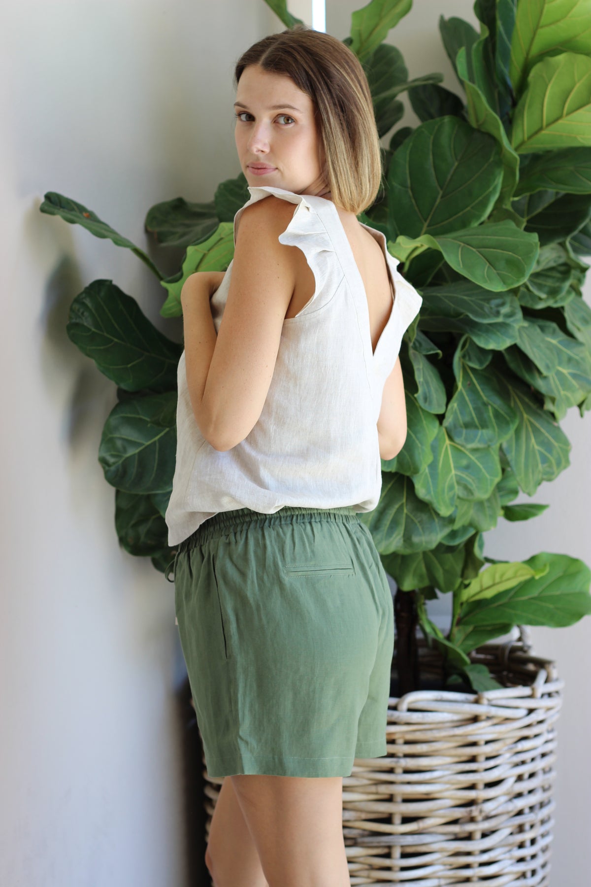 Haven Noosa Relaxed Shorts Dark Fern