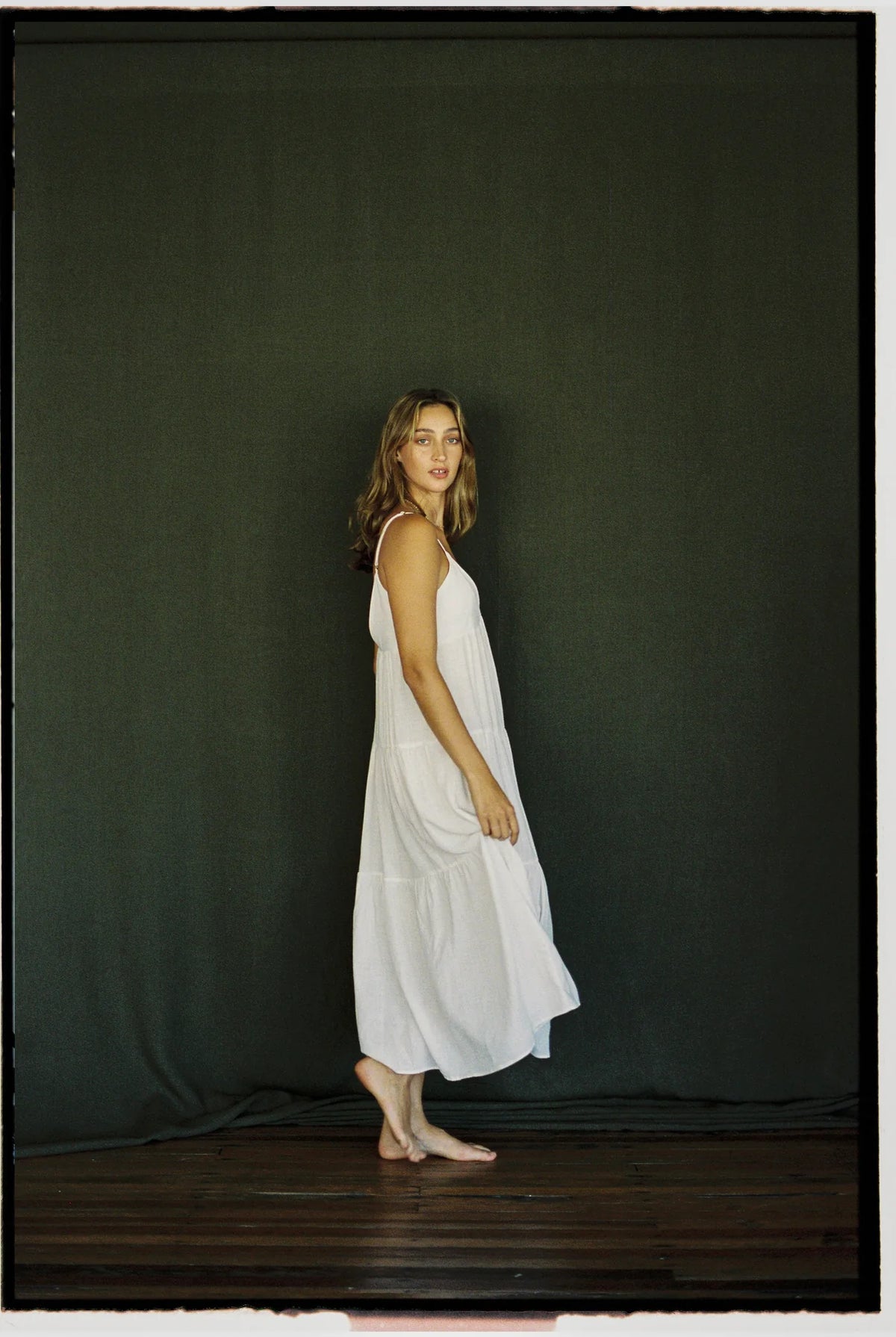 Rhythm Classic Tiered Midi Dress White