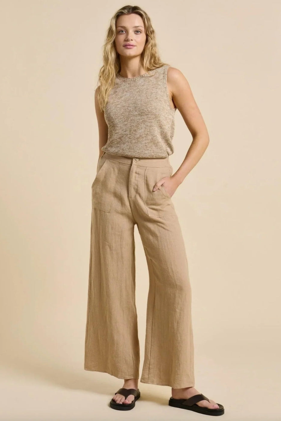 Little Lies Jude Linen Pants Taupe