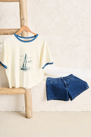 Rhythm Sailer Ringer Tee Cream