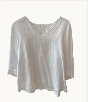 Little Lies Andrea Linen Top White