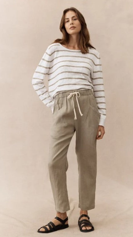 Little Lies Luxe Linen Pants Khaki