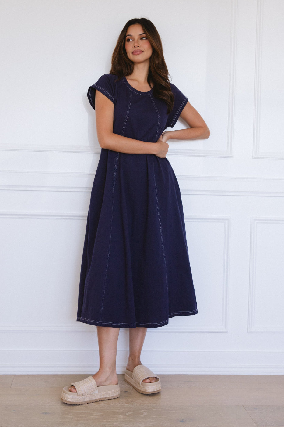 Label of Love Stitched Up Tee Dress Navy