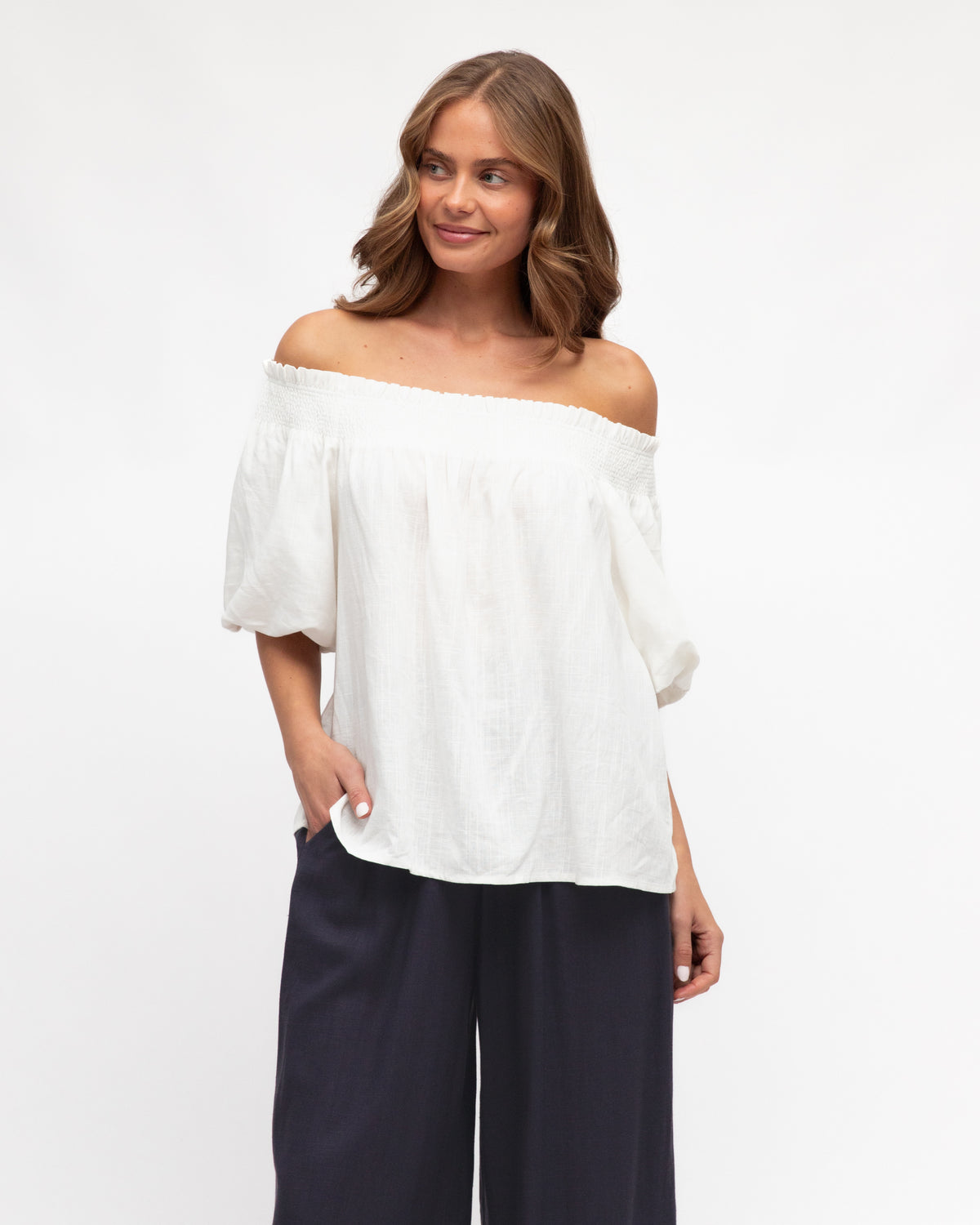 Label of Love Raya Off Shoulder Top Ivory