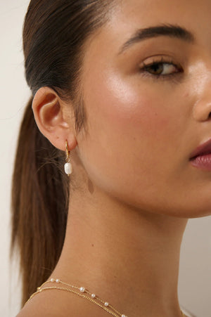 Angels Whisper Daphne Gold Plated Pearl Earrings Gold
