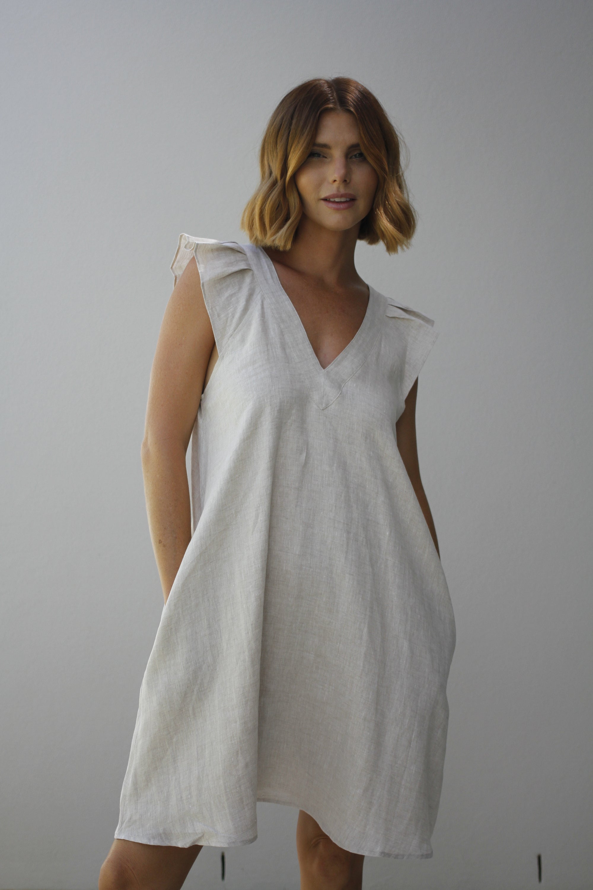 Eb & Ive Nala Short Linen Dress Tusk