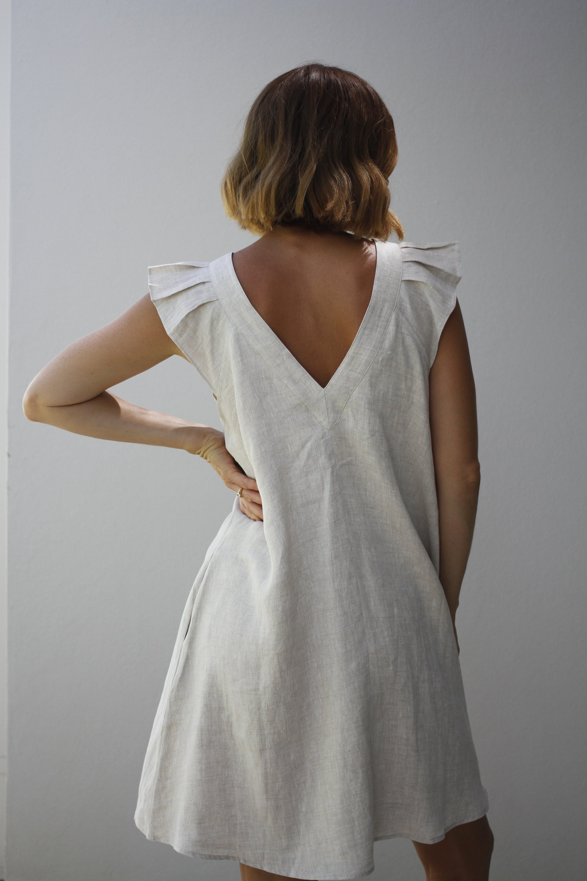 Eb & Ive Nala Short Linen Dress Tusk