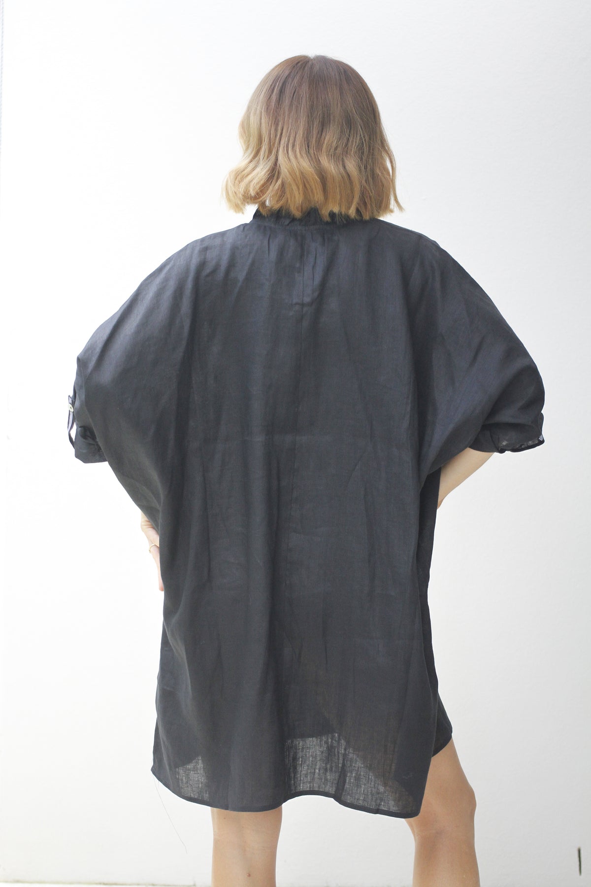 Eb & Ive Capella Frill Short Dress Ebony