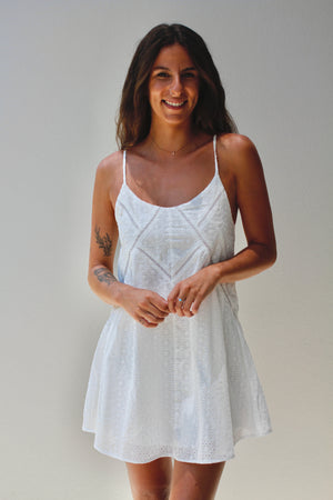 Goddess Anglaise Zip Dress White