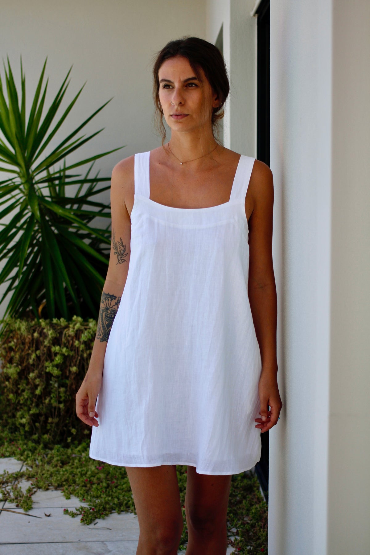 Haven Noosa Tank linen Dress Salt White
