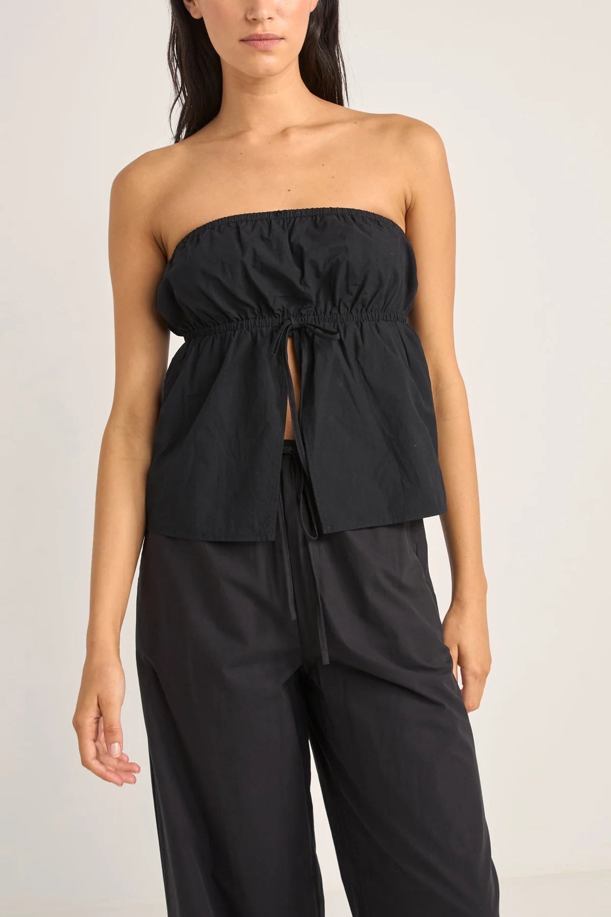 Rhythm Posie Gathered Top Black