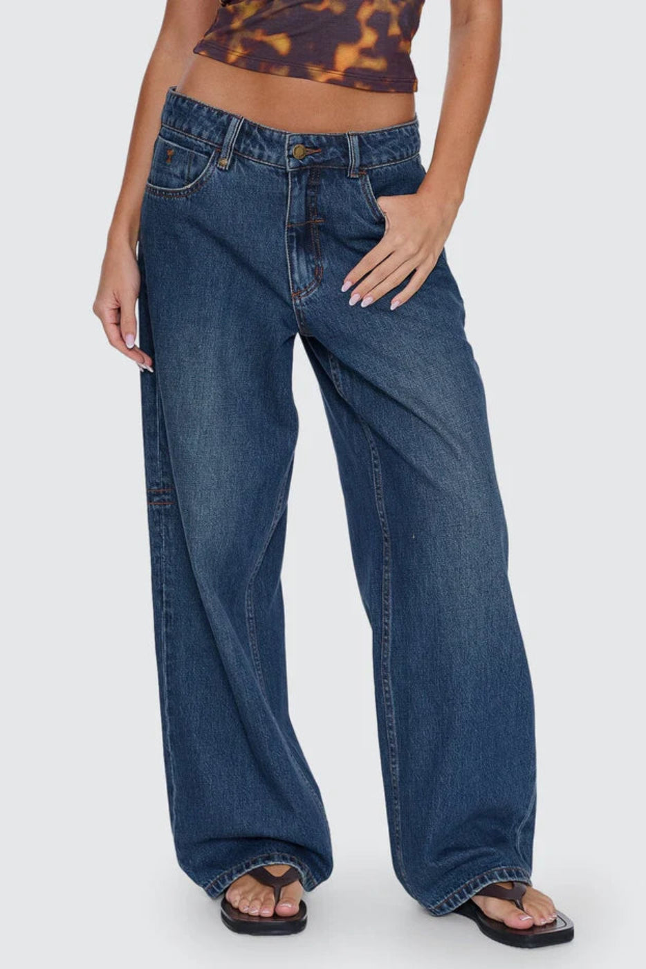 Thrills Billie Low Rise Baggy Jean Teal Blue