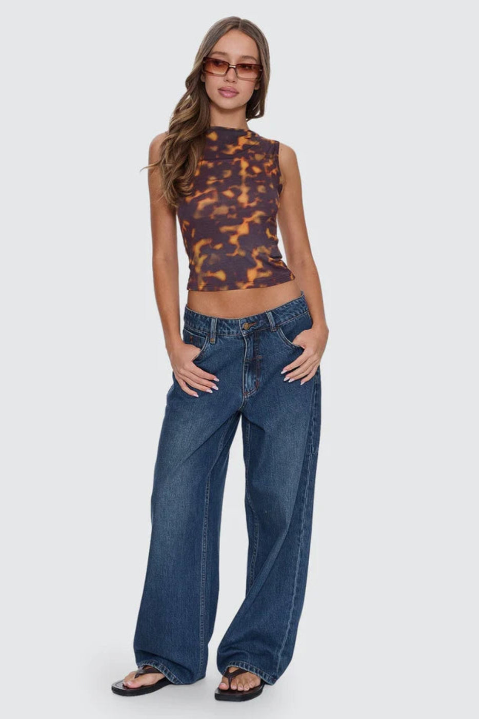 Thrills Billie Low Rise Baggy Jean Teal Blue