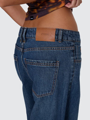 Thrills Billie Low Rise Baggy Jean Teal Blue