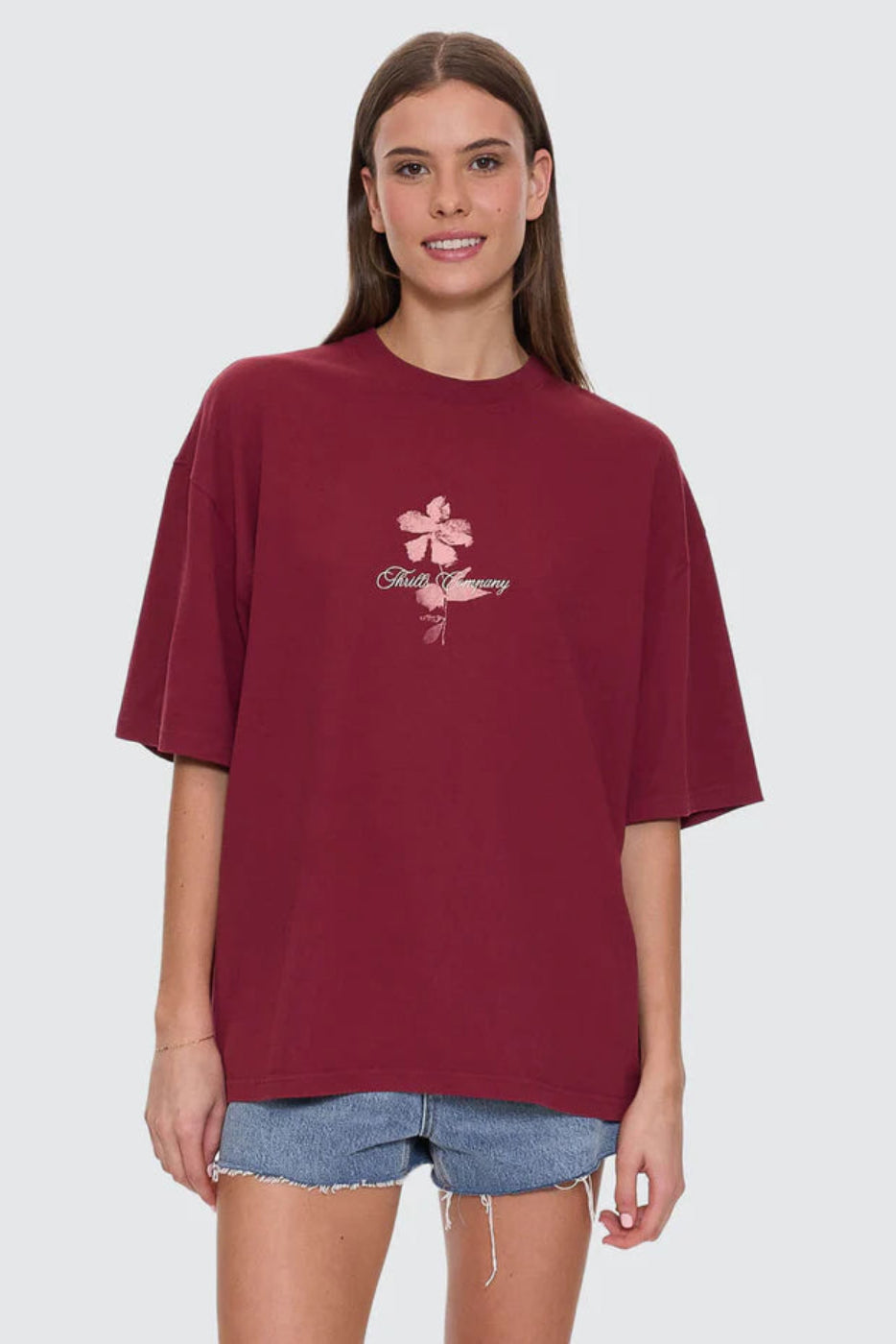 Thrills Full Bloom Oversized Tee Pomegranate