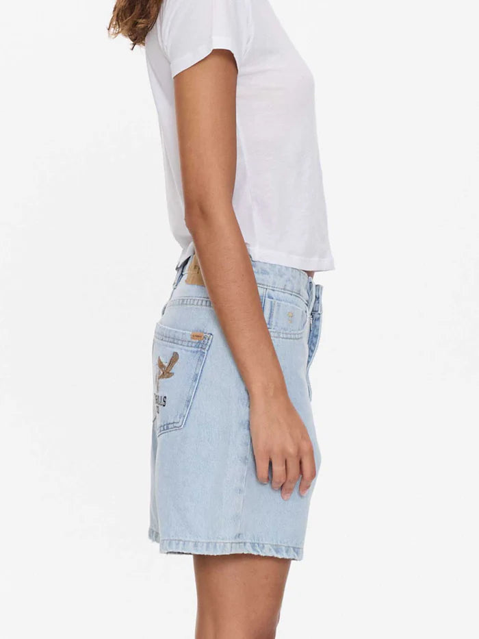 Thrills Billie Low Rise Baggy Embro Short - Serenity Blue