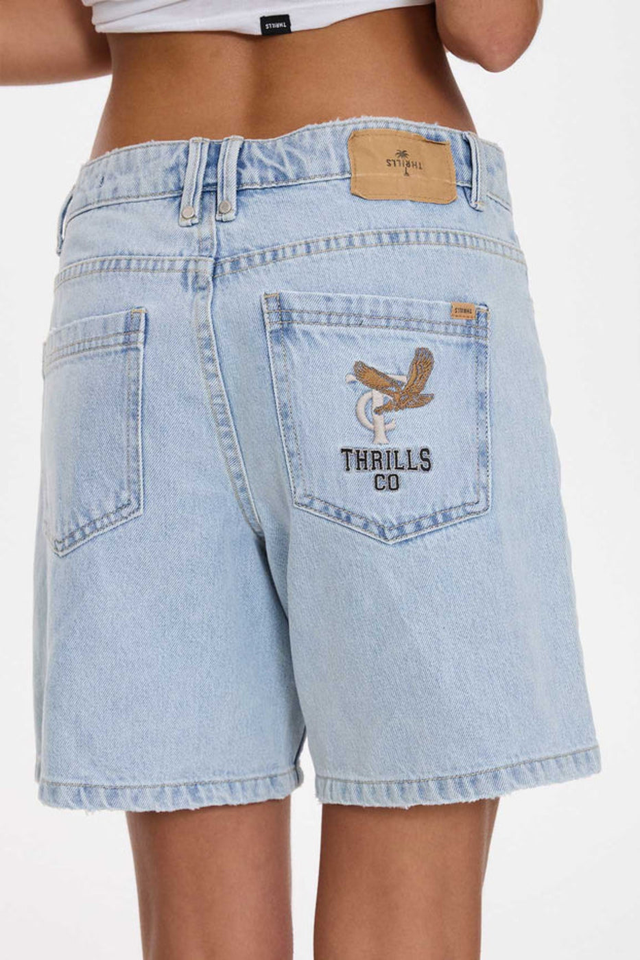 Thrills Billie Low Rise Baggy Embro Short - Serenity Blue