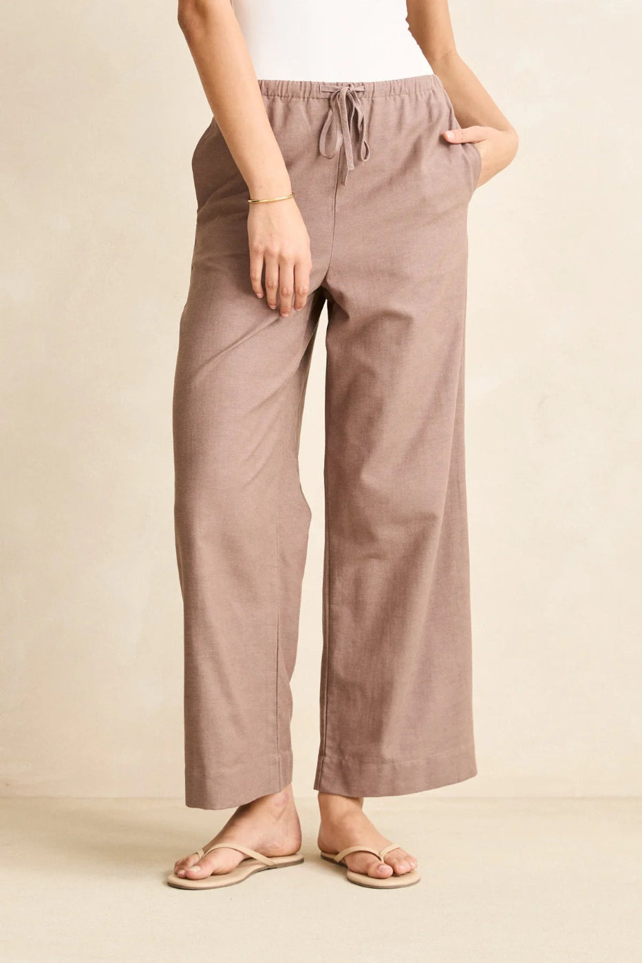 Rhythm Classic Drawstring Pant Taupe