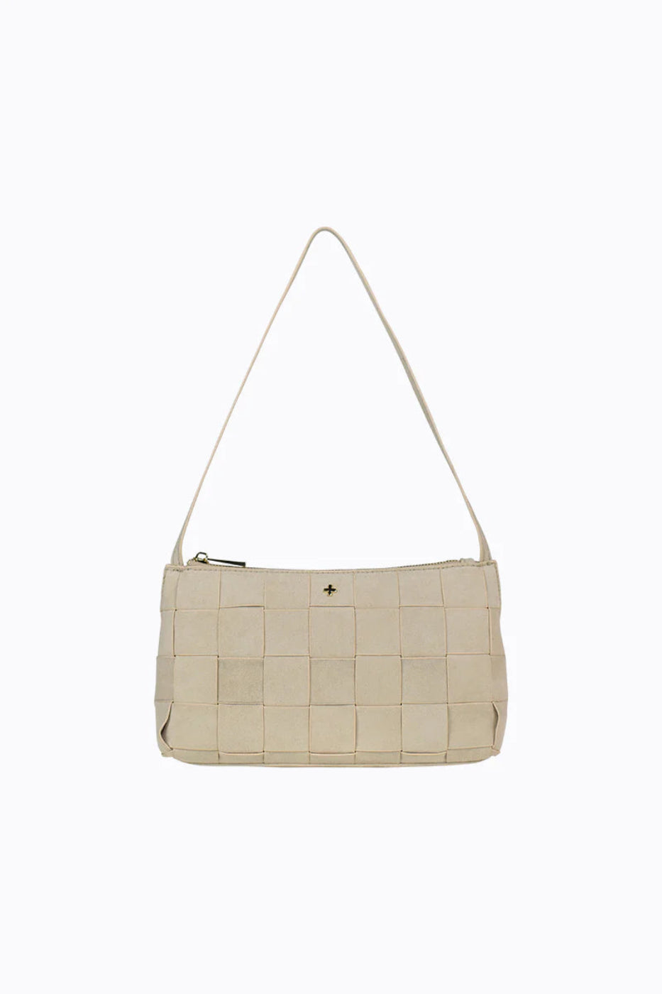 Peta + Jain Portia Woven Shoulder Bag Beige Suede/Gold