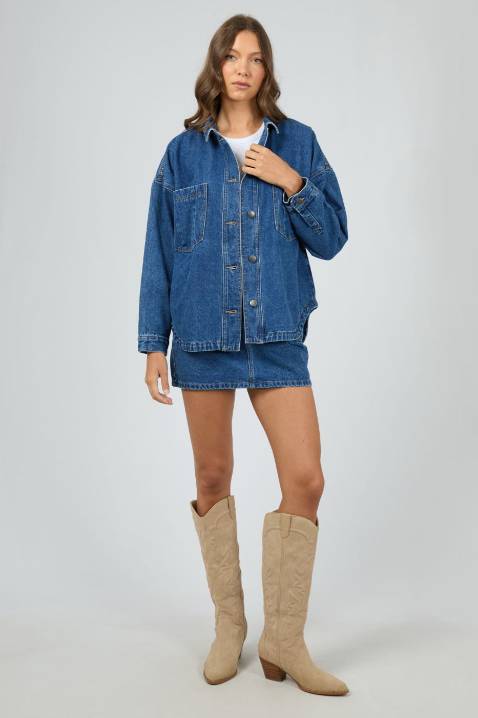 All About Eve Dale Shacket Heritage Blue