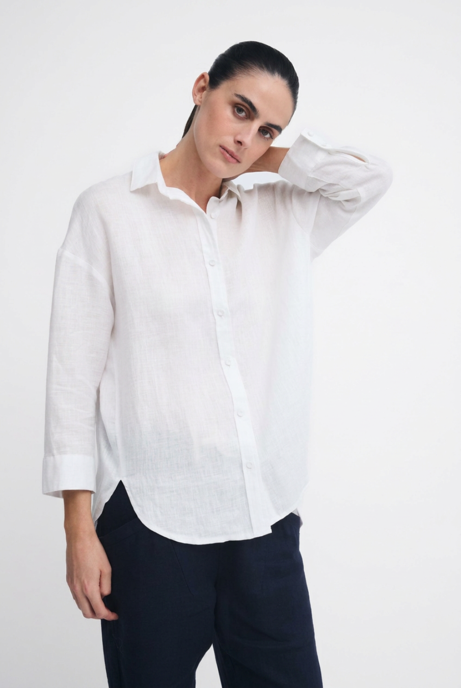 Little Lies Boyfriend Linen Shirt White