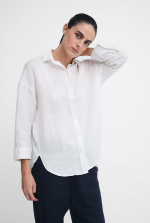 Little Lies Boyfriend Linen Shirt White