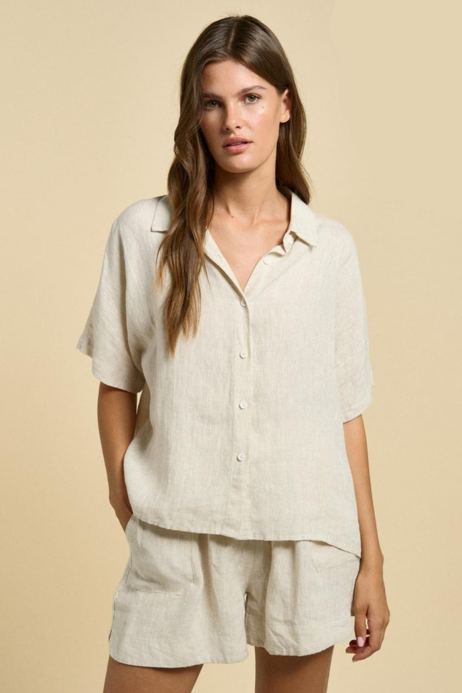 Little Lies Bronte Linen Shirt Natural