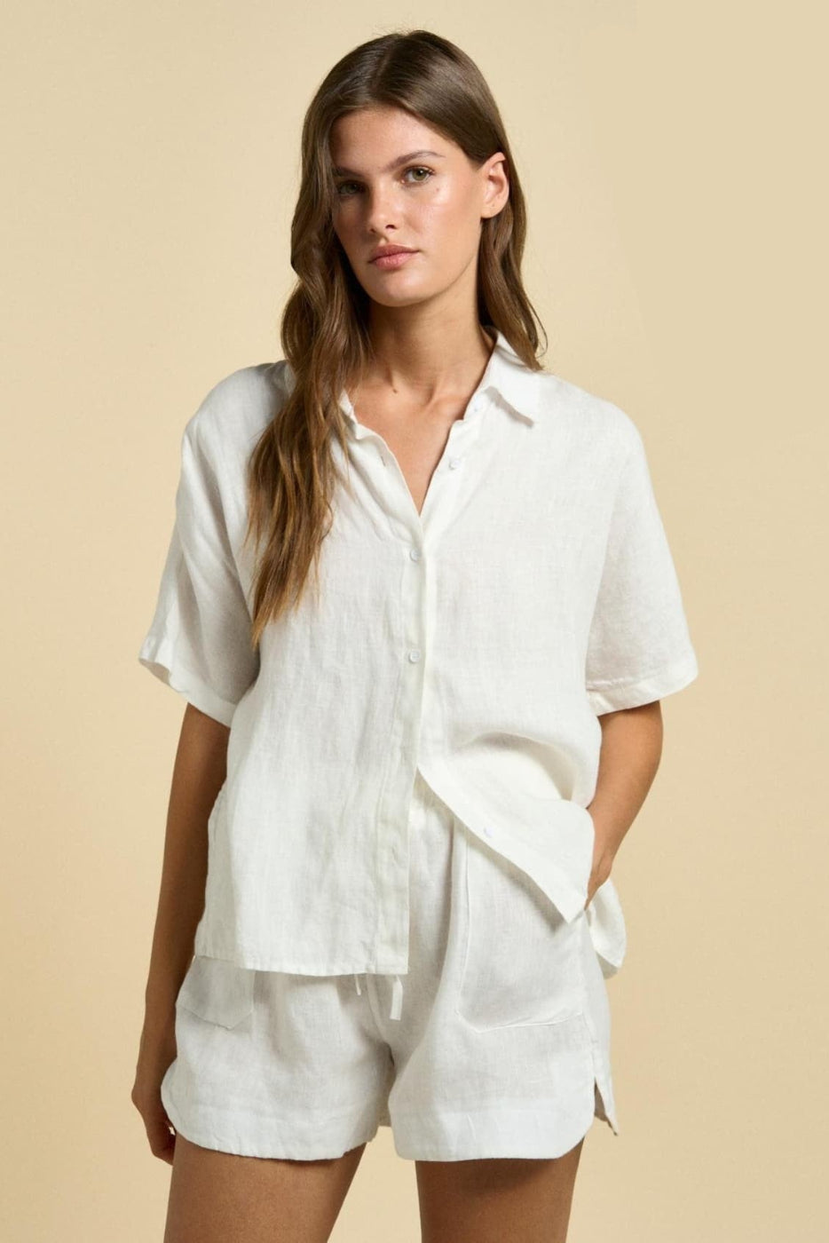Little Lies Bronte Linen Shorts White