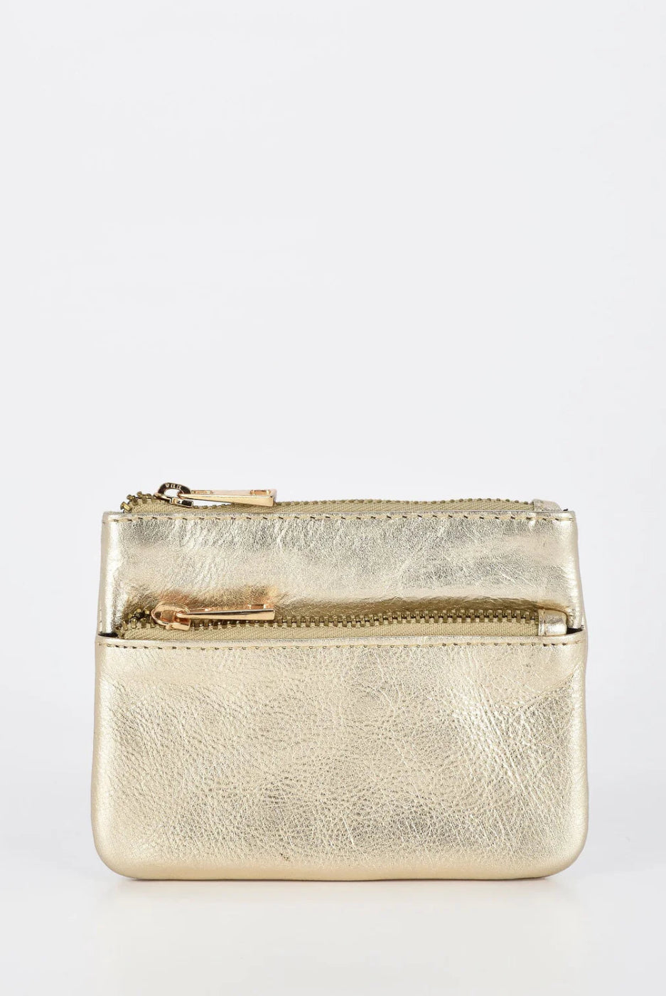 Gabee Comet Leather Metallic Coin Key Pouch Champagne