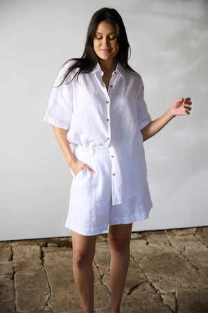 Eadie Capri Linen Shirt White