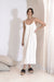 Eadie Carter Midi Linen Slip Dress White/Charcoal
