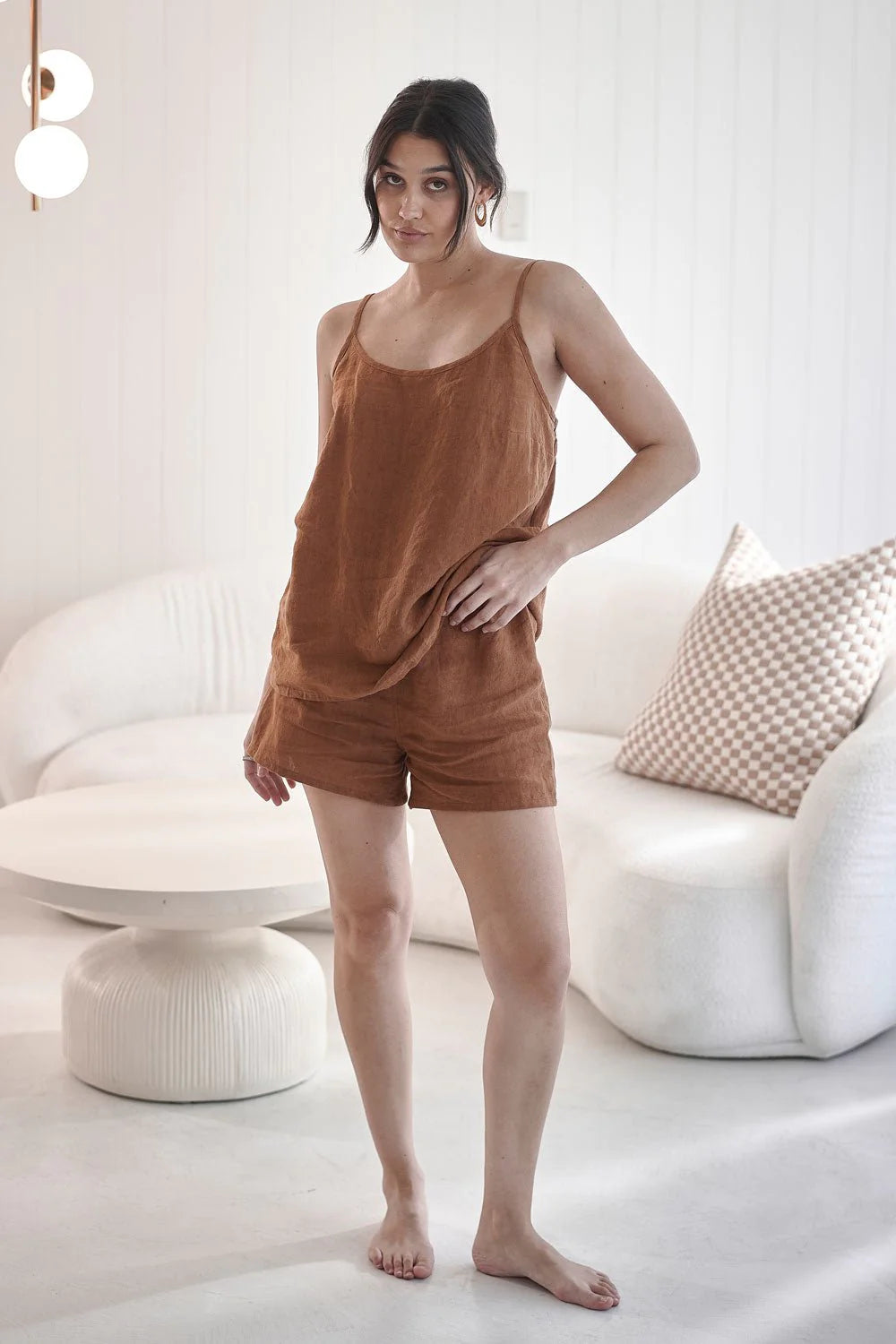 Eadie Fundamental Linen Cami Nutmeg