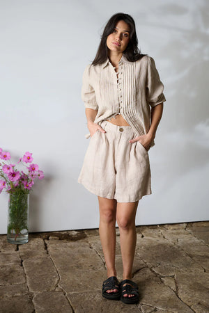 Eadie Capri Shorts 100% Linen Natural
