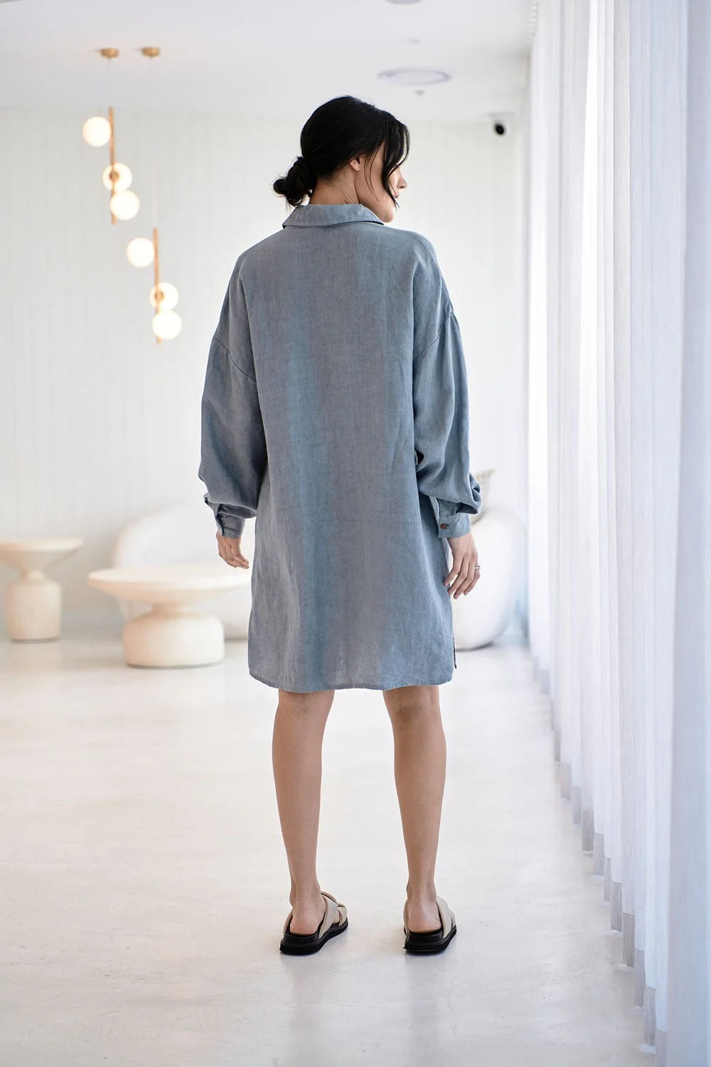 Eadie Linen Shift Dress Blue