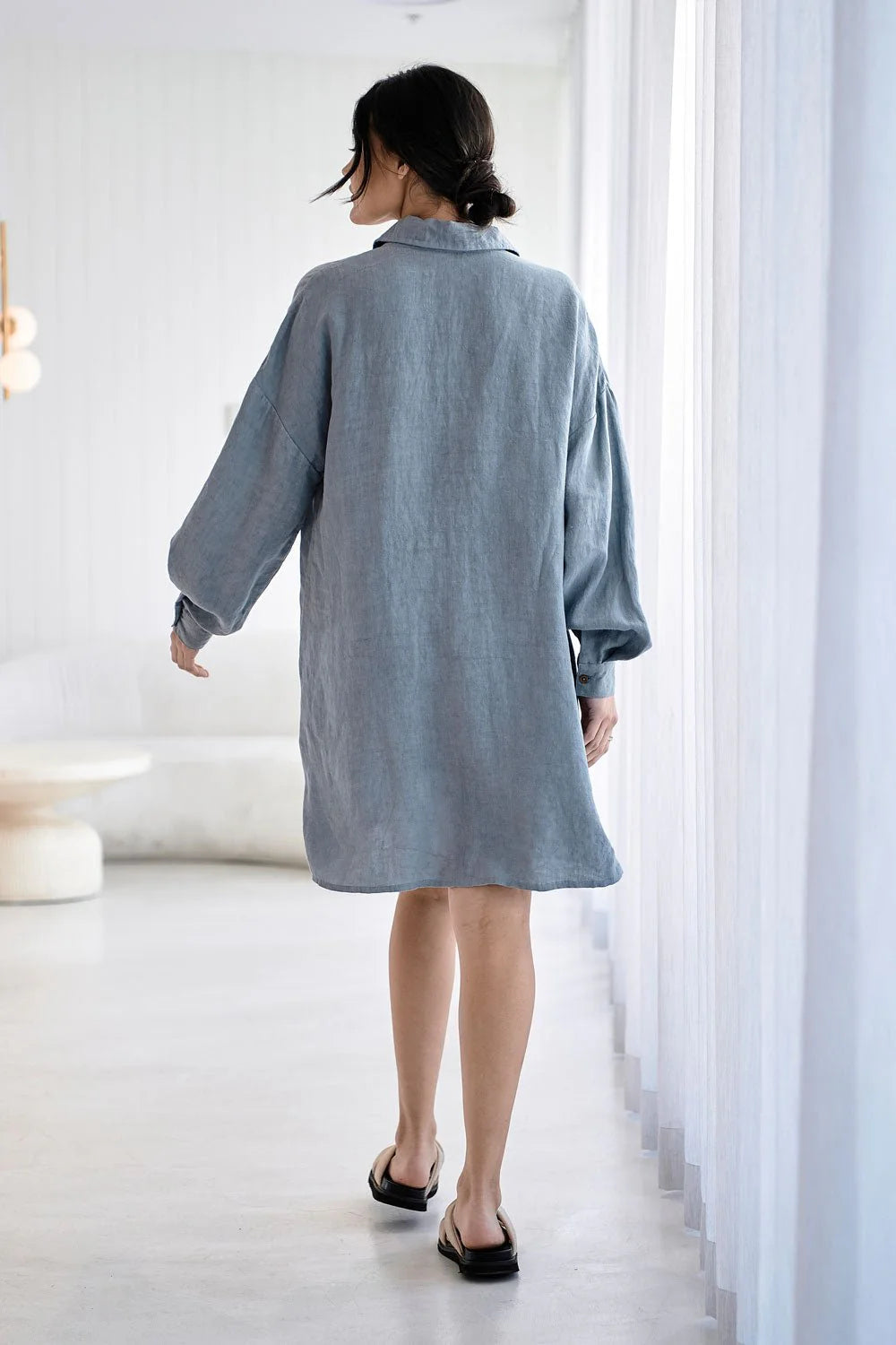Eadie Linen Shift Dress Blue