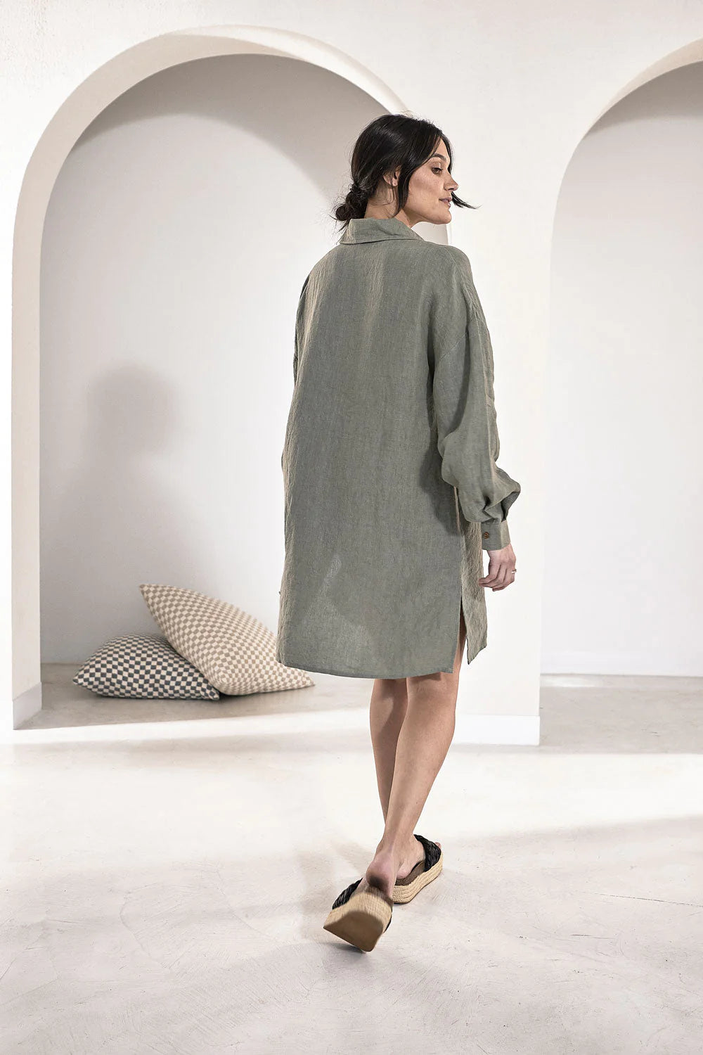 Eadie Linen Shift Dress Pistachio