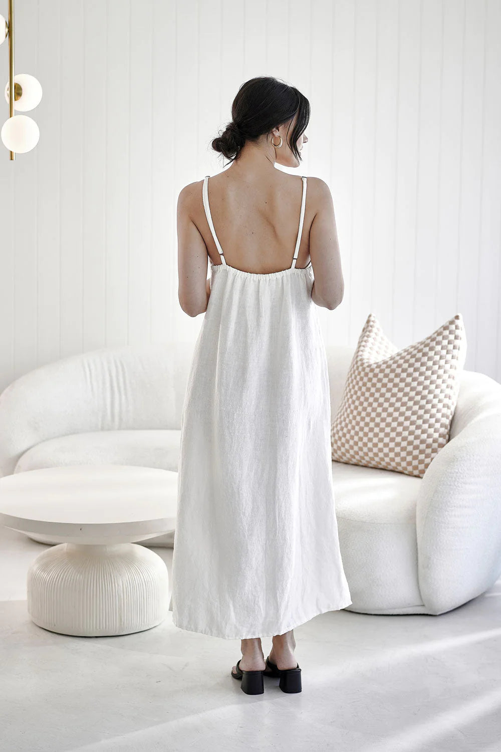 Eadie Midi Linen Slip Dress White