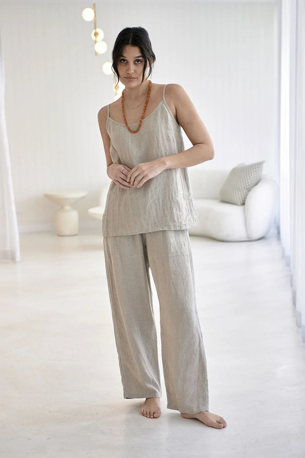 Eadie Wide Leg Linen Pant Natural