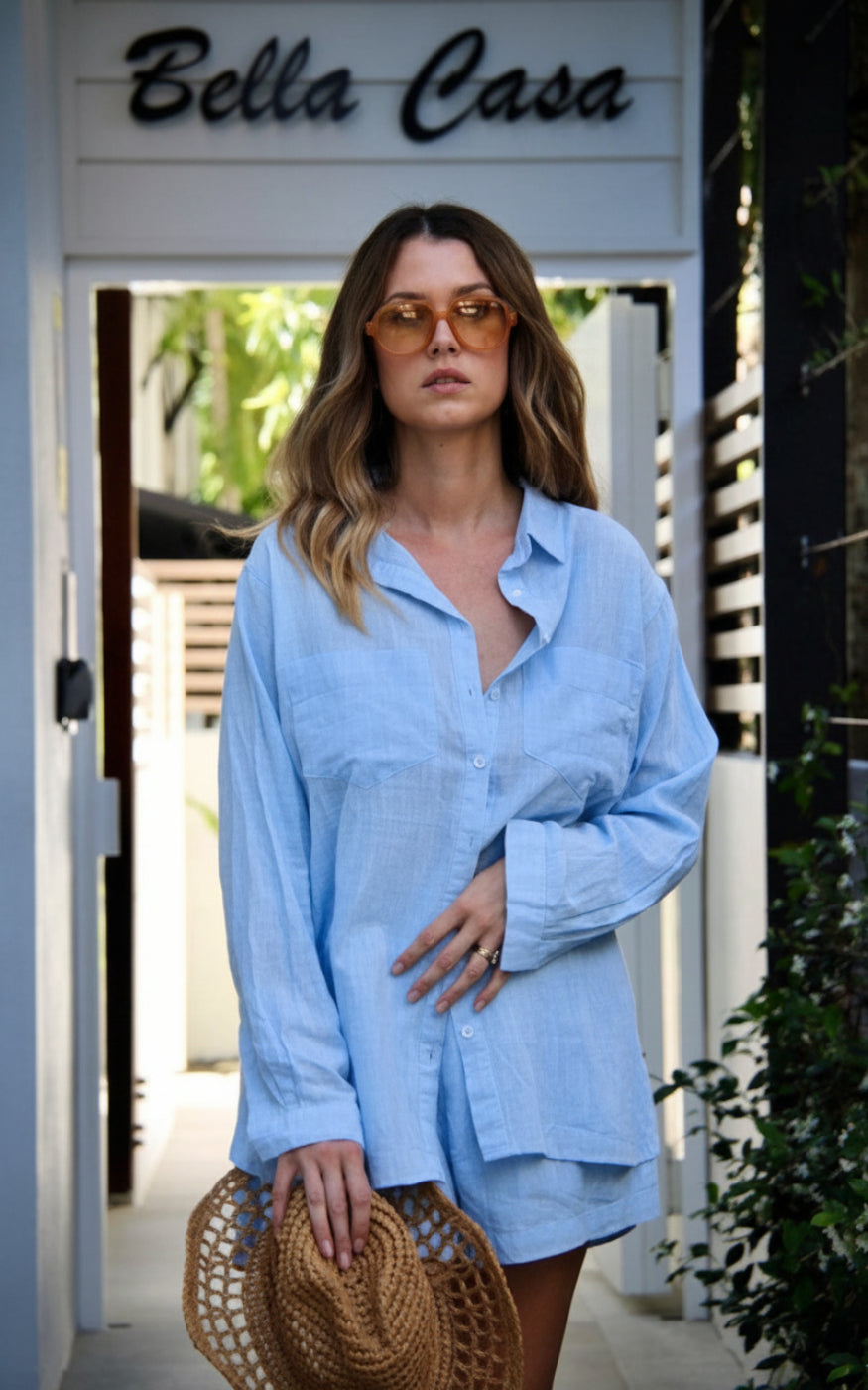 Dahlia & Sun Plain Shirt Baby Blue