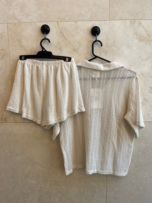 By Frankie Ibiza Crochet Short Set White
