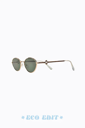 Peta + Jain Calista Frame Sunglasses Green & Gold