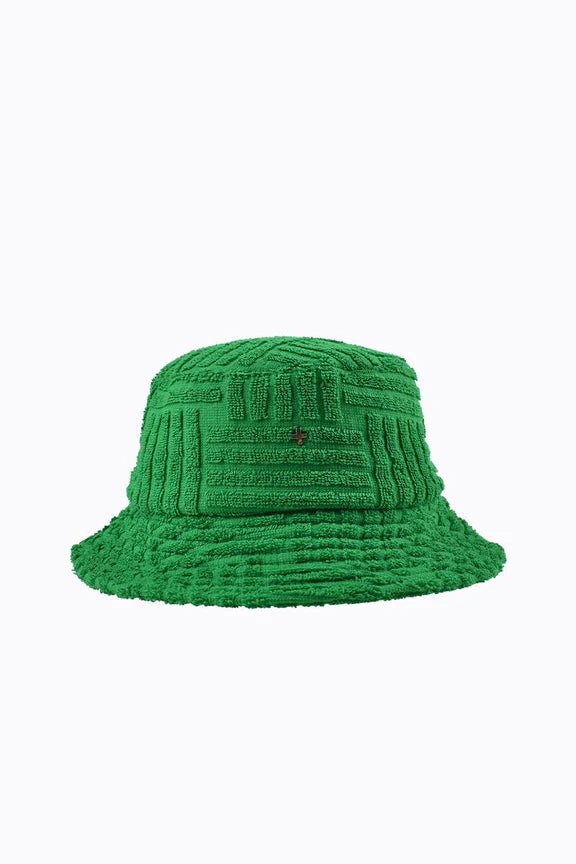 Peta + Jain Soleil Striped Towelling Bucket Hat Green