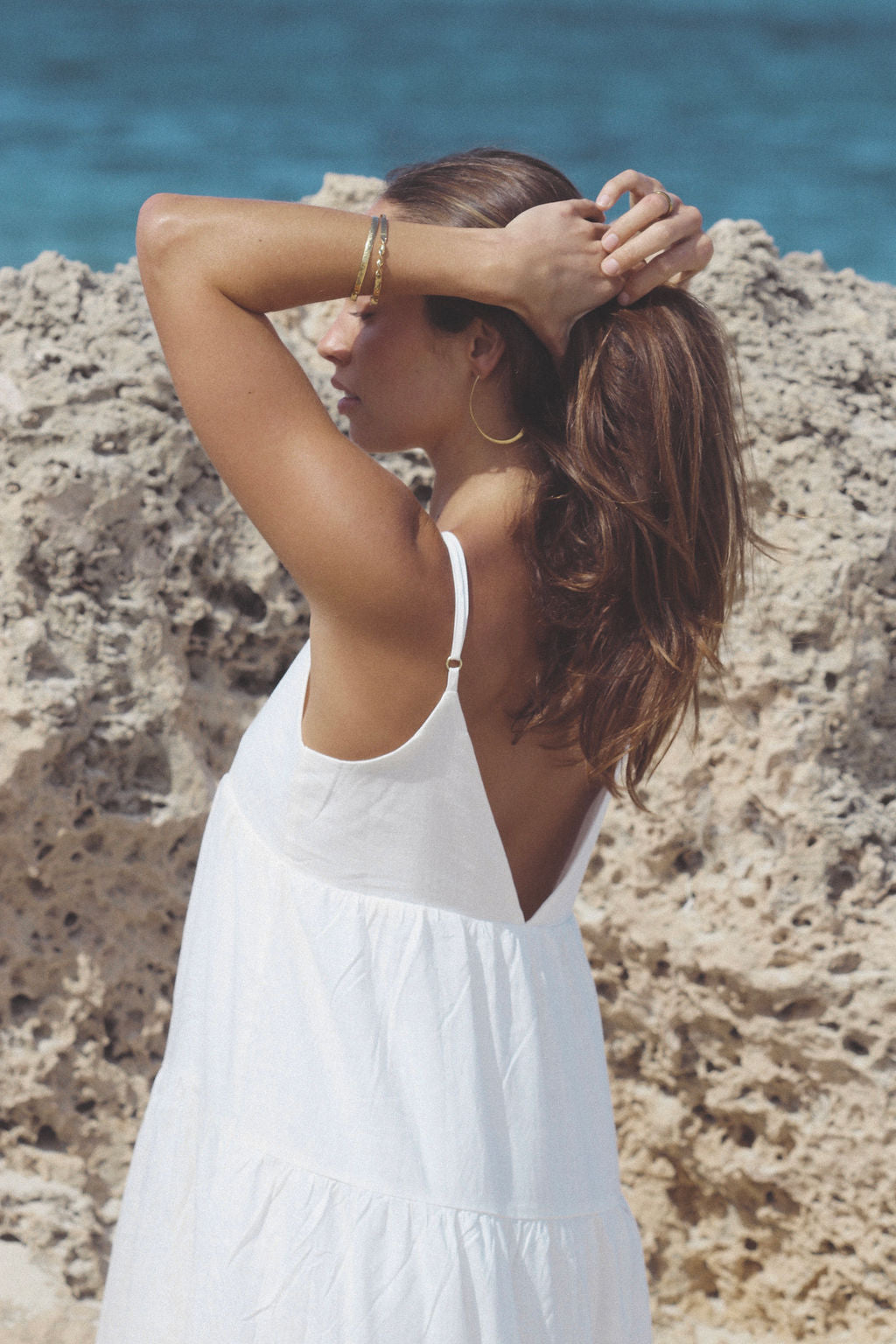 Rhythm Classic Tiered Midi Dress White