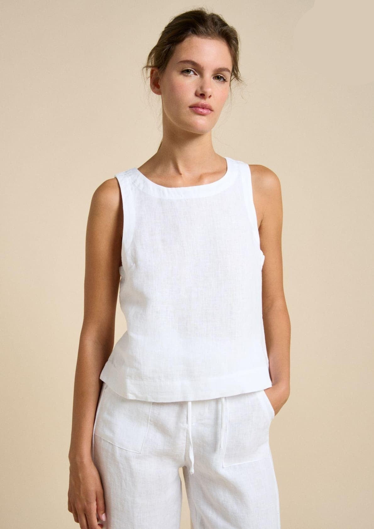 Little Lies Jude Linen Top White