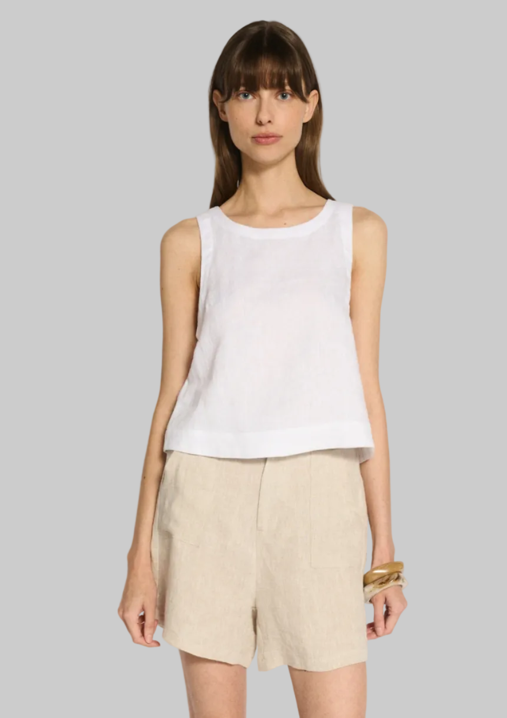 Little Lies Jude Linen Top White